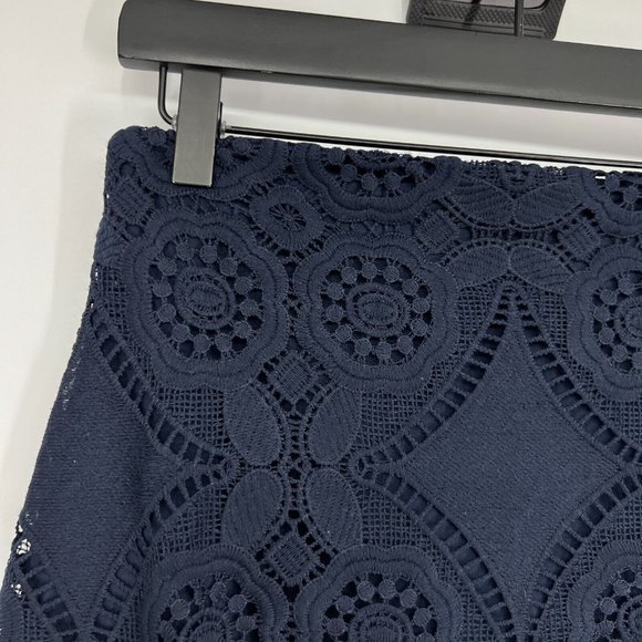 Abercrombie & Fitch Skirt Navy Blue Embroidered Crochet Mini - Picture 3 of 10
